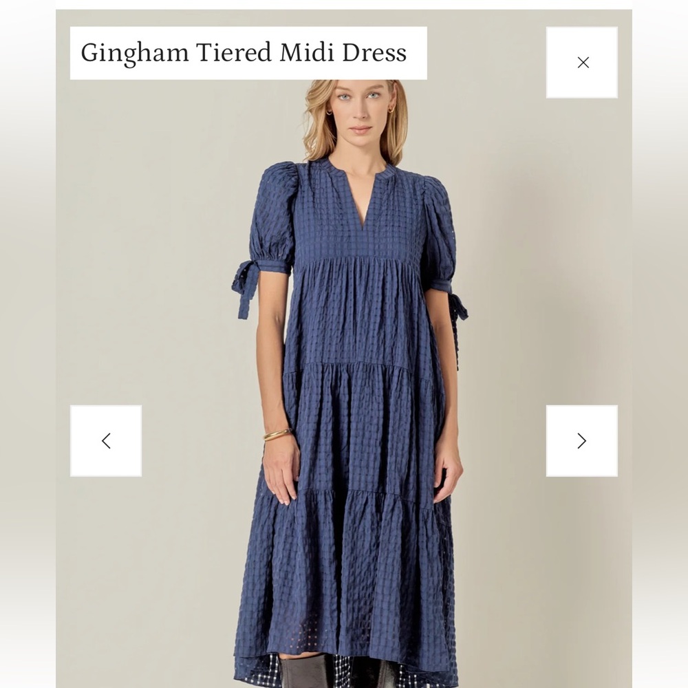 English Factory Gingham Tiers Midi Dress
